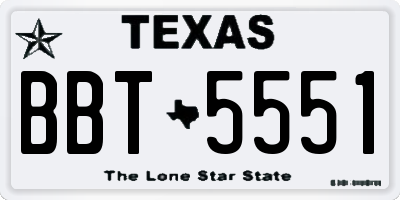 TX license plate BBT5551