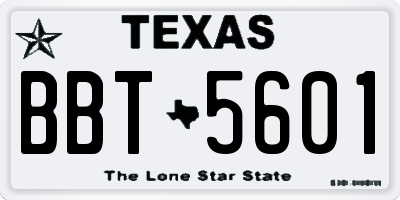 TX license plate BBT5601