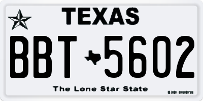 TX license plate BBT5602