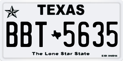 TX license plate BBT5635