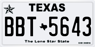TX license plate BBT5643