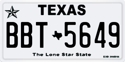 TX license plate BBT5649