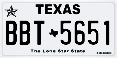 TX license plate BBT5651