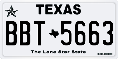 TX license plate BBT5663