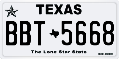 TX license plate BBT5668