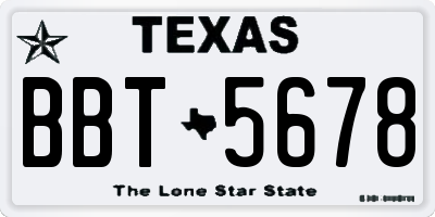 TX license plate BBT5678