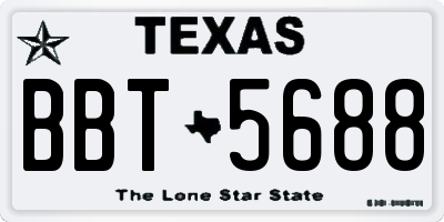 TX license plate BBT5688