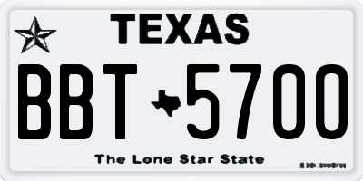 TX license plate BBT5700