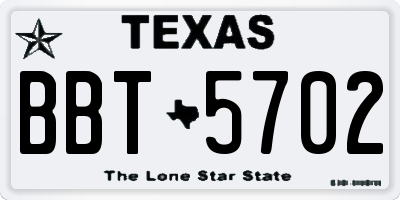 TX license plate BBT5702