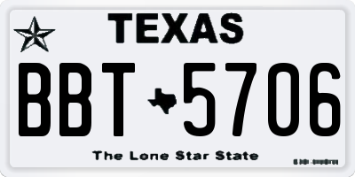 TX license plate BBT5706