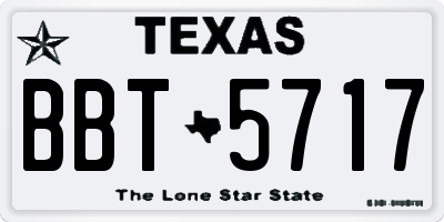 TX license plate BBT5717