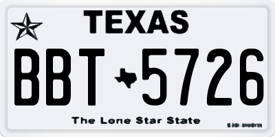 TX license plate BBT5726