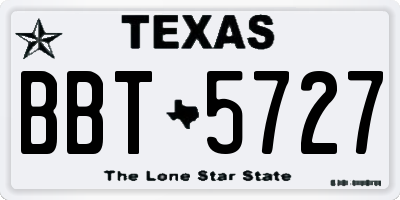 TX license plate BBT5727