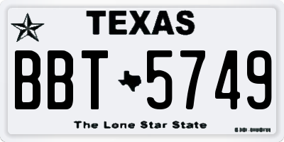 TX license plate BBT5749