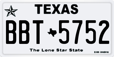 TX license plate BBT5752
