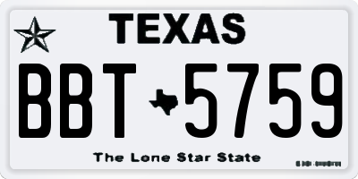 TX license plate BBT5759