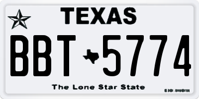 TX license plate BBT5774