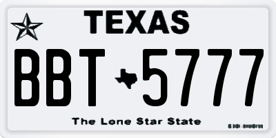 TX license plate BBT5777