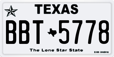 TX license plate BBT5778