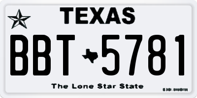 TX license plate BBT5781
