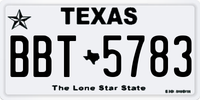TX license plate BBT5783