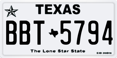 TX license plate BBT5794