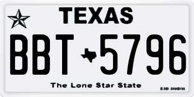 TX license plate BBT5796