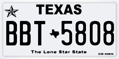 TX license plate BBT5808
