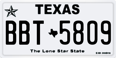 TX license plate BBT5809