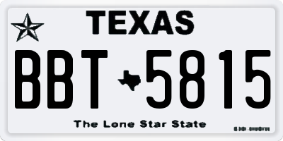 TX license plate BBT5815