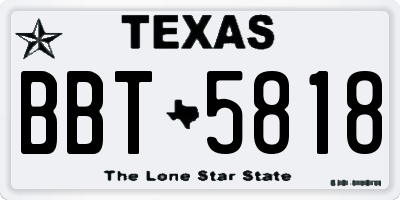 TX license plate BBT5818
