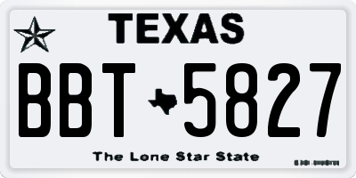 TX license plate BBT5827