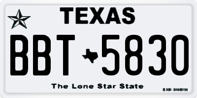 TX license plate BBT5830