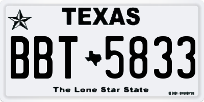 TX license plate BBT5833