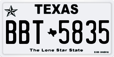 TX license plate BBT5835
