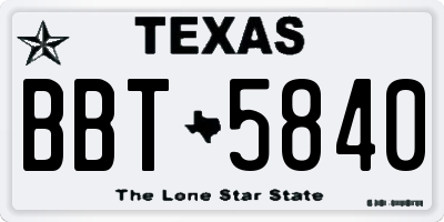 TX license plate BBT5840