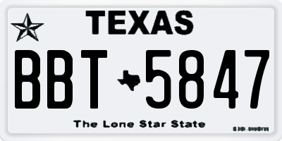 TX license plate BBT5847