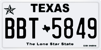 TX license plate BBT5849