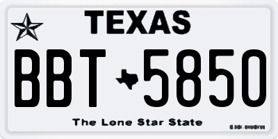 TX license plate BBT5850
