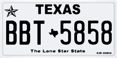 TX license plate BBT5858