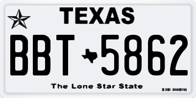 TX license plate BBT5862