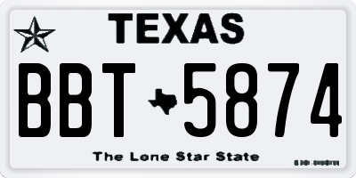 TX license plate BBT5874