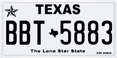TX license plate BBT5883