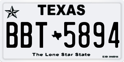 TX license plate BBT5894