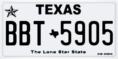 TX license plate BBT5905