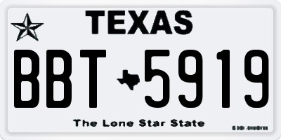 TX license plate BBT5919