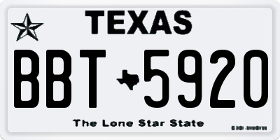 TX license plate BBT5920