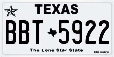 TX license plate BBT5922