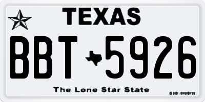 TX license plate BBT5926