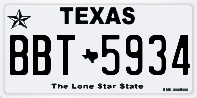 TX license plate BBT5934